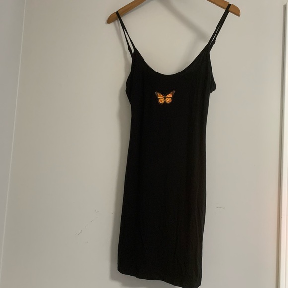 (2/$20) Shein Sm Butterfly Vinyl Black Dress - Picture 1 of 4